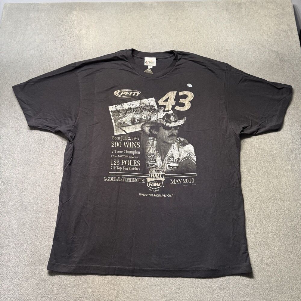 Chase Authentics NASCAR Mens 2X Richard Petty 43 Hall Of Fame Black T Shirt NWT